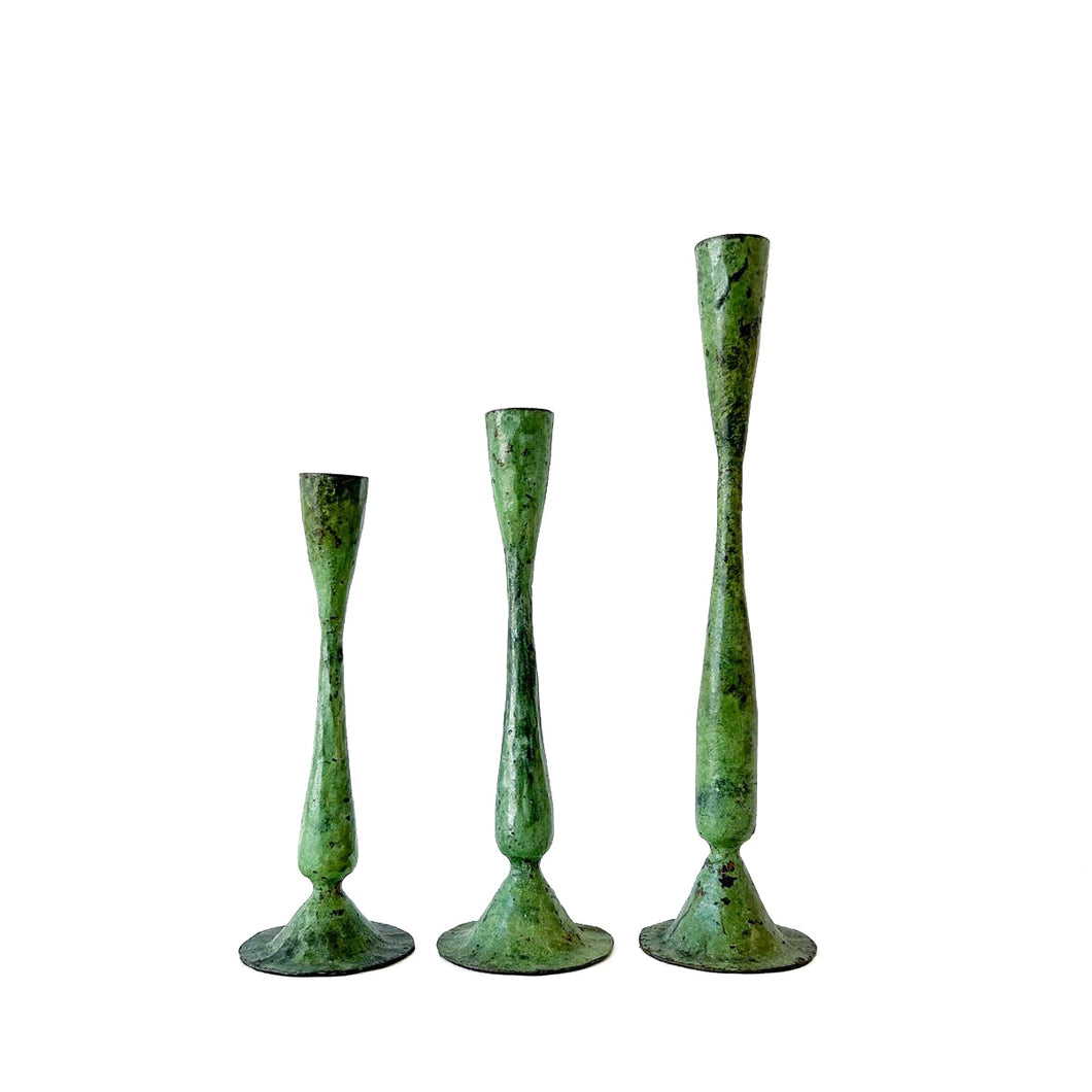 Green Shelly Candle Holders - 3 Sizes