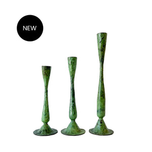 Green Shelly Candle Holders - 3 Sizes