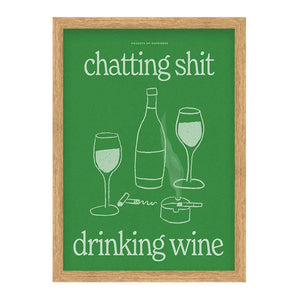 Chatting Sh*t Drinking Wine Framed A2 Print