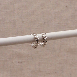 Dainty Silver Laurel Hoops