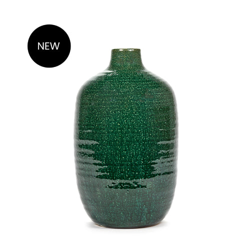 Dark Green Glazed Vase - Medium