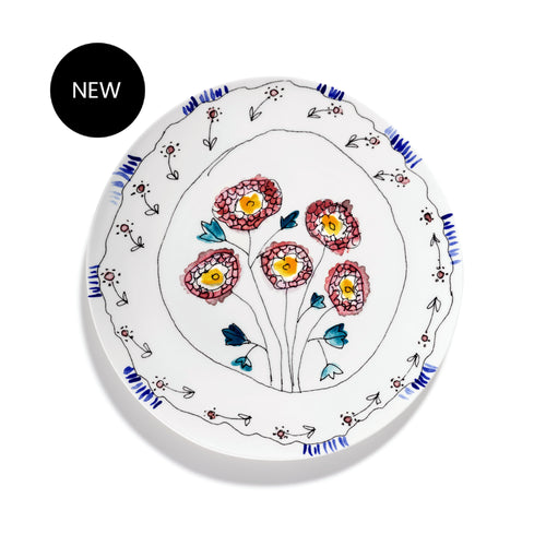 Marni Midnight Flowers Large Serving Plate - Anemone Milk