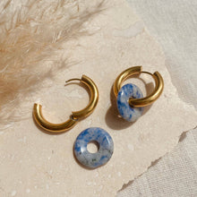 Load image into Gallery viewer, Blue Marble Hoop Earrings