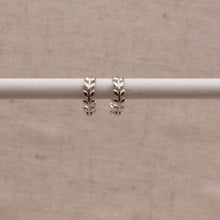 Load image into Gallery viewer, Dainty Silver Laurel Hoops