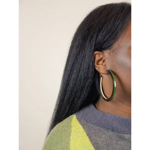 Khaki Beige Trace Hoop Earrings