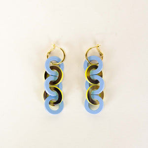 Yellow and Blue Entrelac Earrings